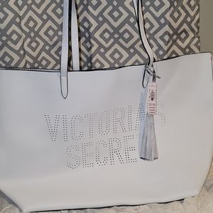 Victoria's Secret NWT White Silver Bag Tote Nite